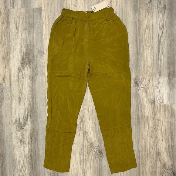 NWT Supertrash ST Studio Olive Green Pull On Elastic Waist Pants Size S EU 36 - Picture 1 of 10